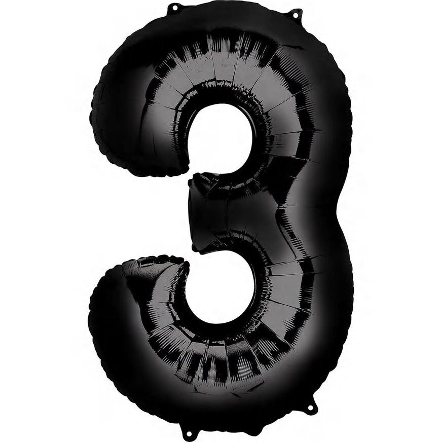 34" Black Number Foil Balloons: Birthday, Anniversary, Party Decor