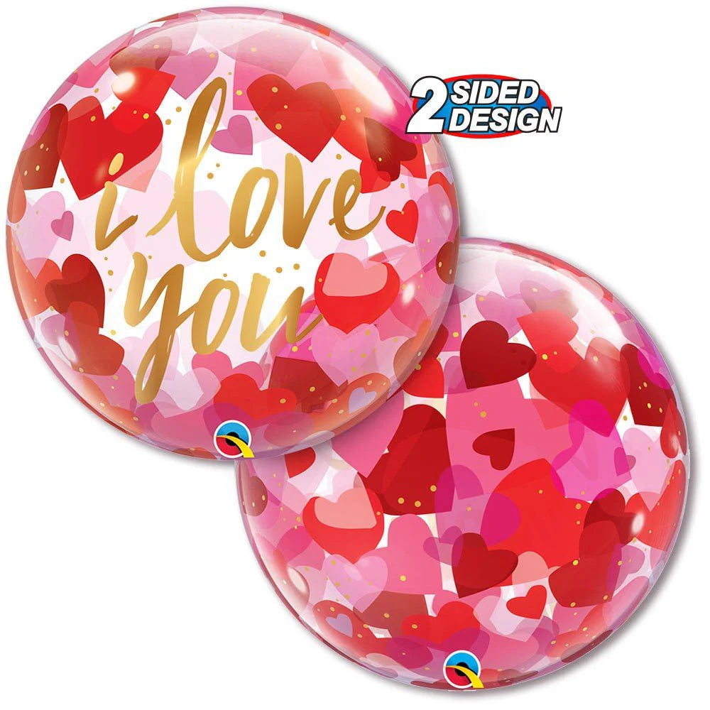 22 inch BUBBLE - I LOVE YOU PAPER HEARTS
