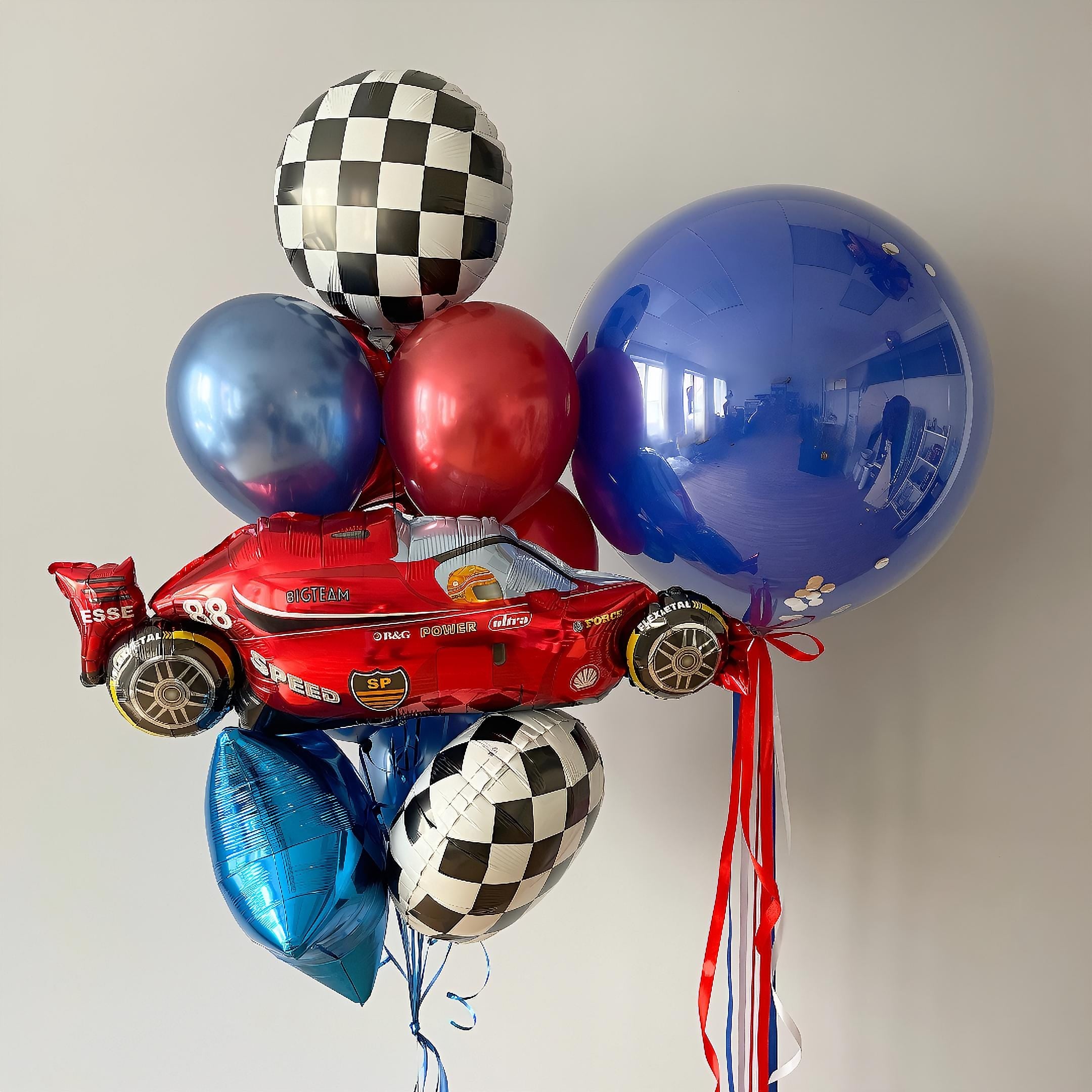 Race Car Balloon Bouquet: Motorsports Birthday Decor