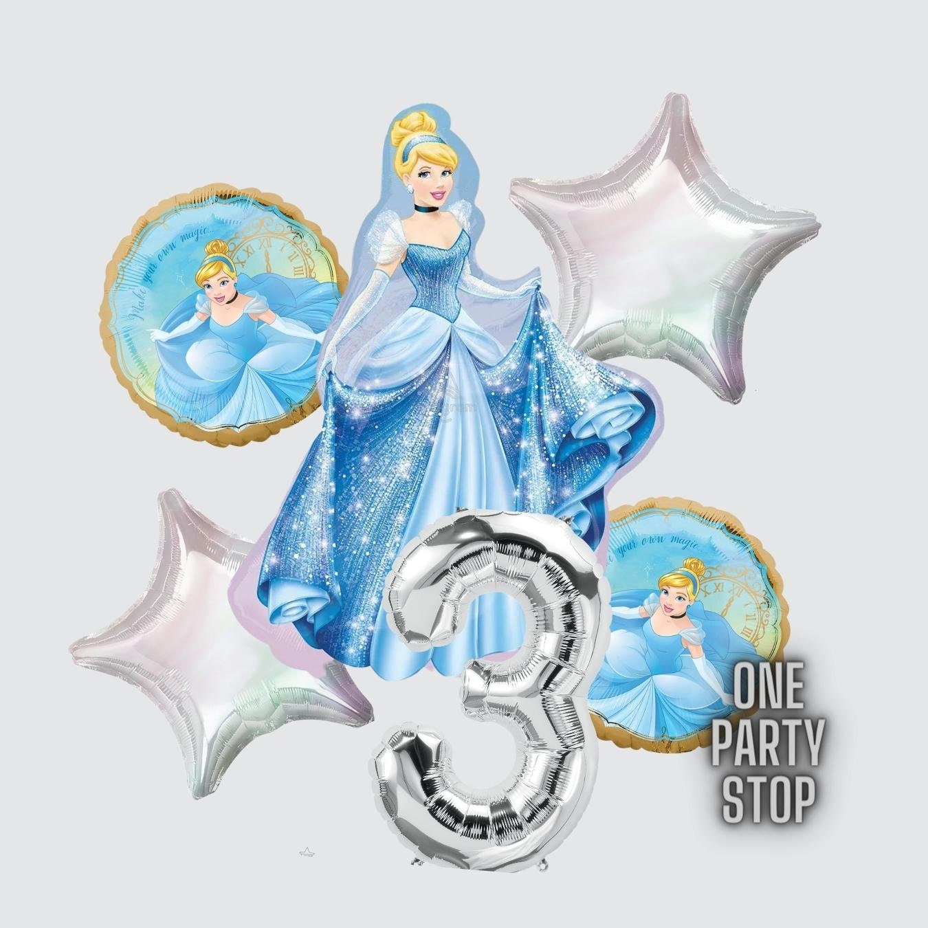 Cinderella Foil Balloon Bouquet - Princess Birthday Party Decorations
