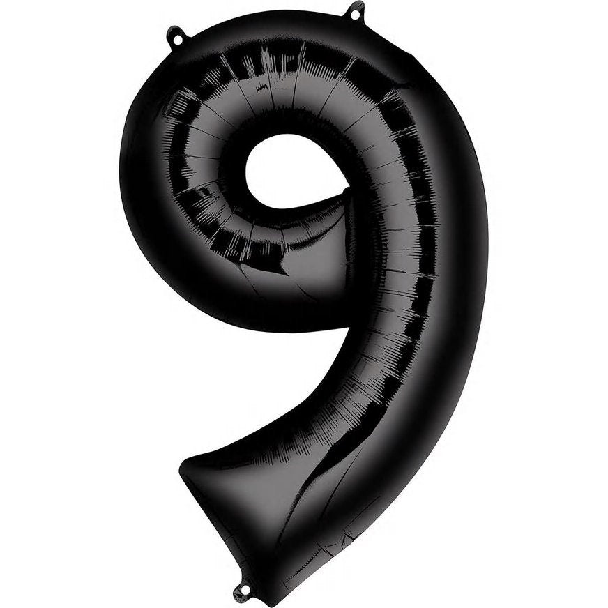 34" Black Number Foil Balloons: Birthday, Anniversary, Party Decor