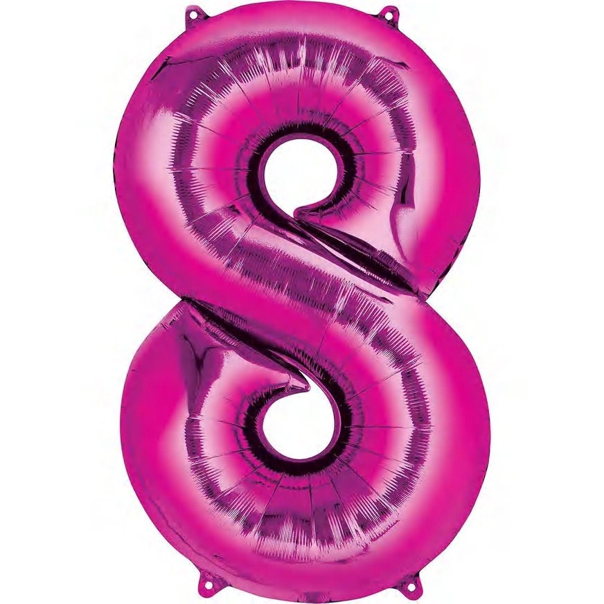 34" Bright Pink Number Balloon: Foil Mylar Party Decoration
