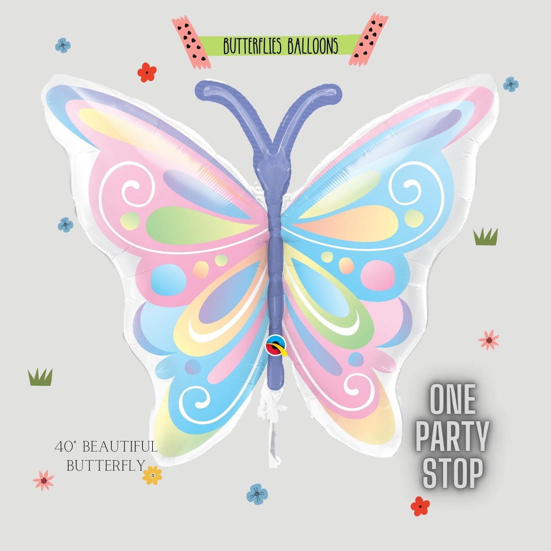 Boho Butterfly Balloon: Pastel Floral Birthday Party Decor