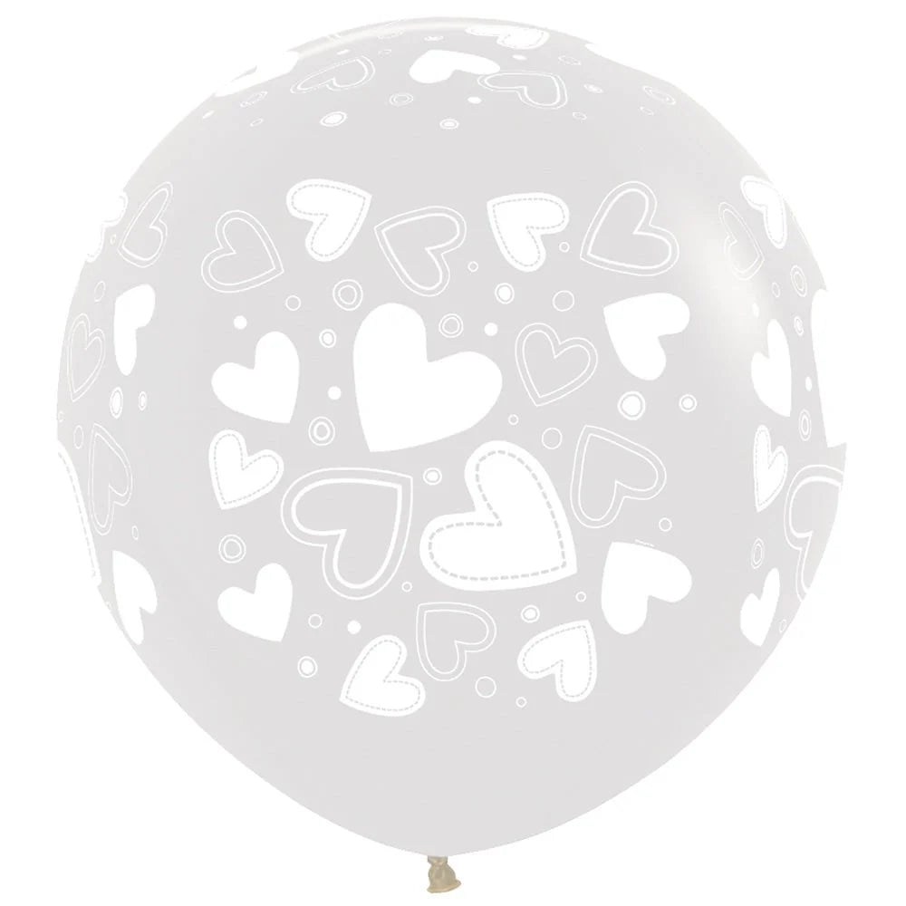 24 inch ASSORTED HEARTS - CRYSTAL CLEAR