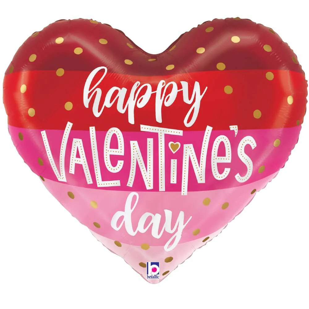 24 inch SATIN STRIPES HAPPY VALENTINE'S DAY HEART