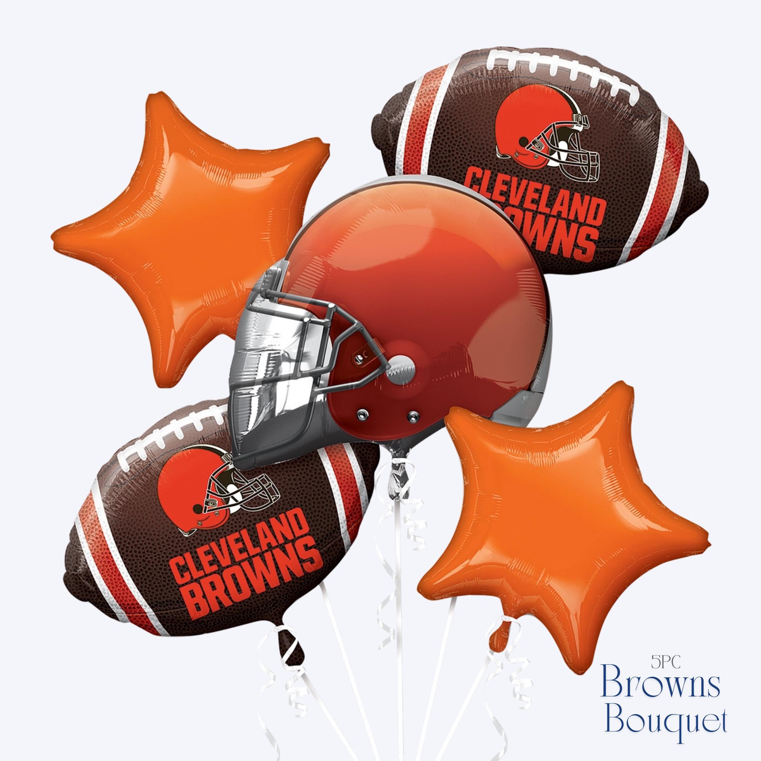 Cleveland Browns Balloon Set | Football Party Decorations | Browns Helmet Foil Balloon | Game Day Party Supplies | Browns Birthday Balloons
