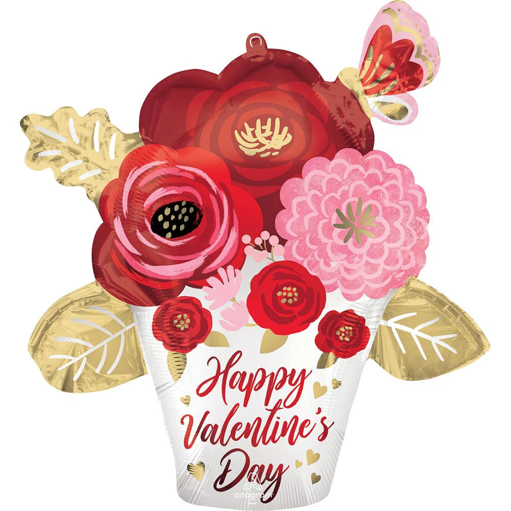 26 inch HAPPY VALENTINE'S DAY SATIN PAINTED FLOWERS