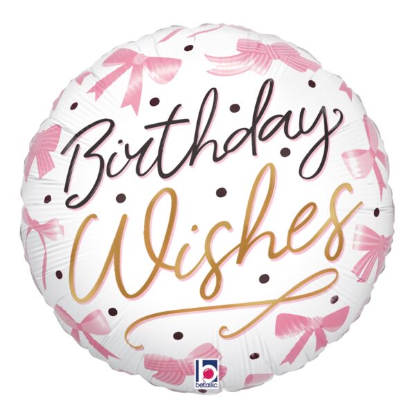 18" Pink Bow Birthday Wishes