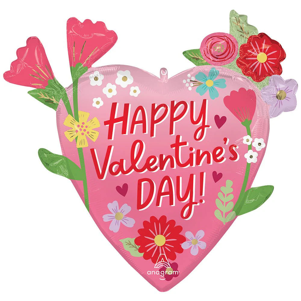 28 inch HAPPY VALENTINE'S DAY SENDING FLOWERS HEART