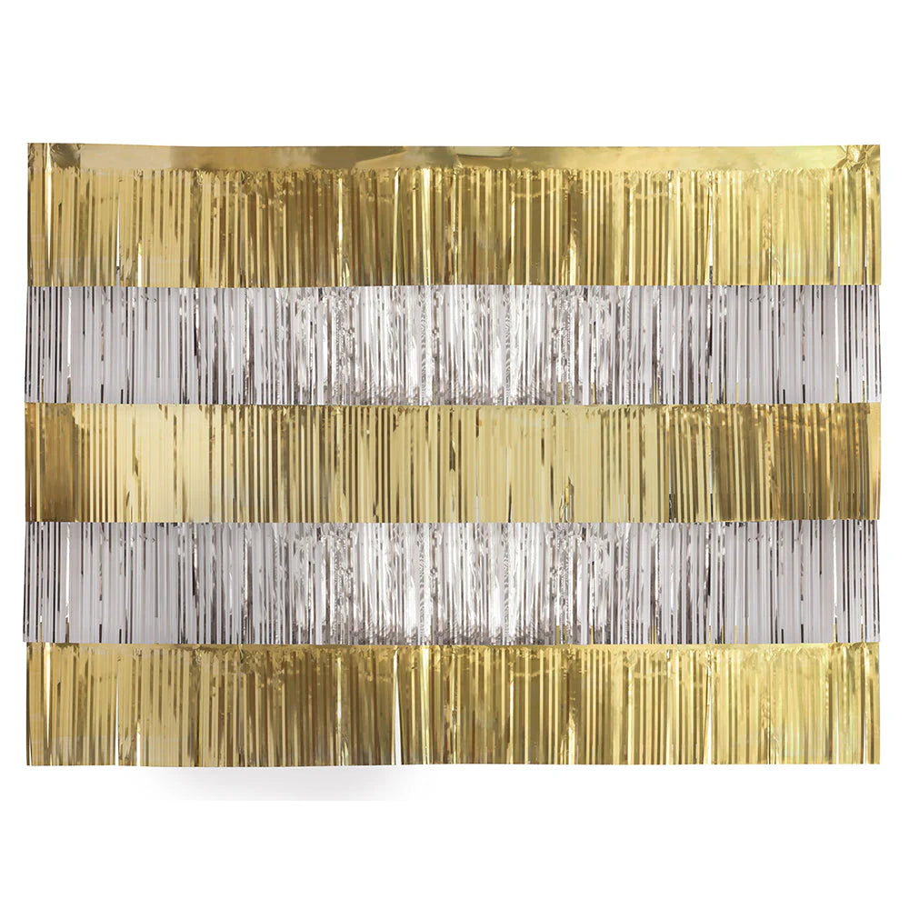 4 foot GOLD & SILVER FOIL FRINGE BACKDROP