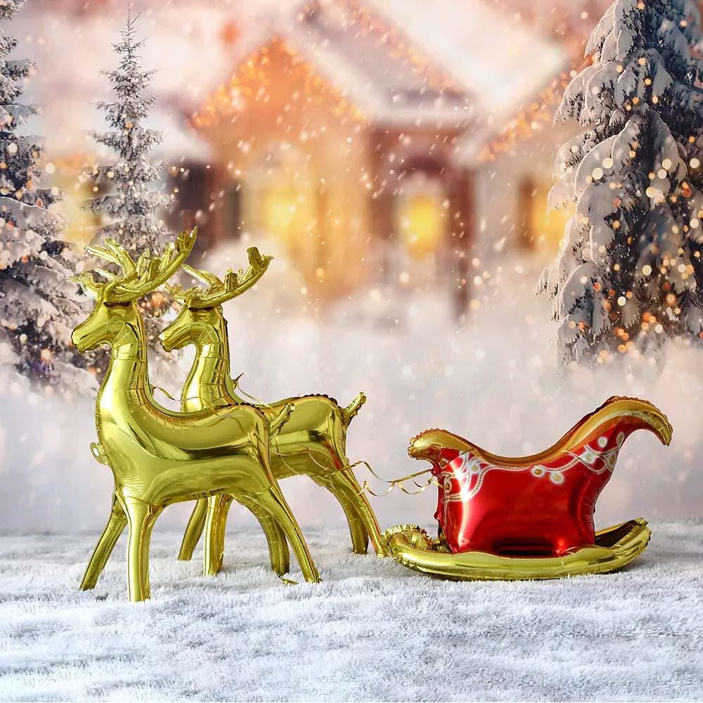 Gold 3D Reindeer Balloon: Christmas Winter Decor