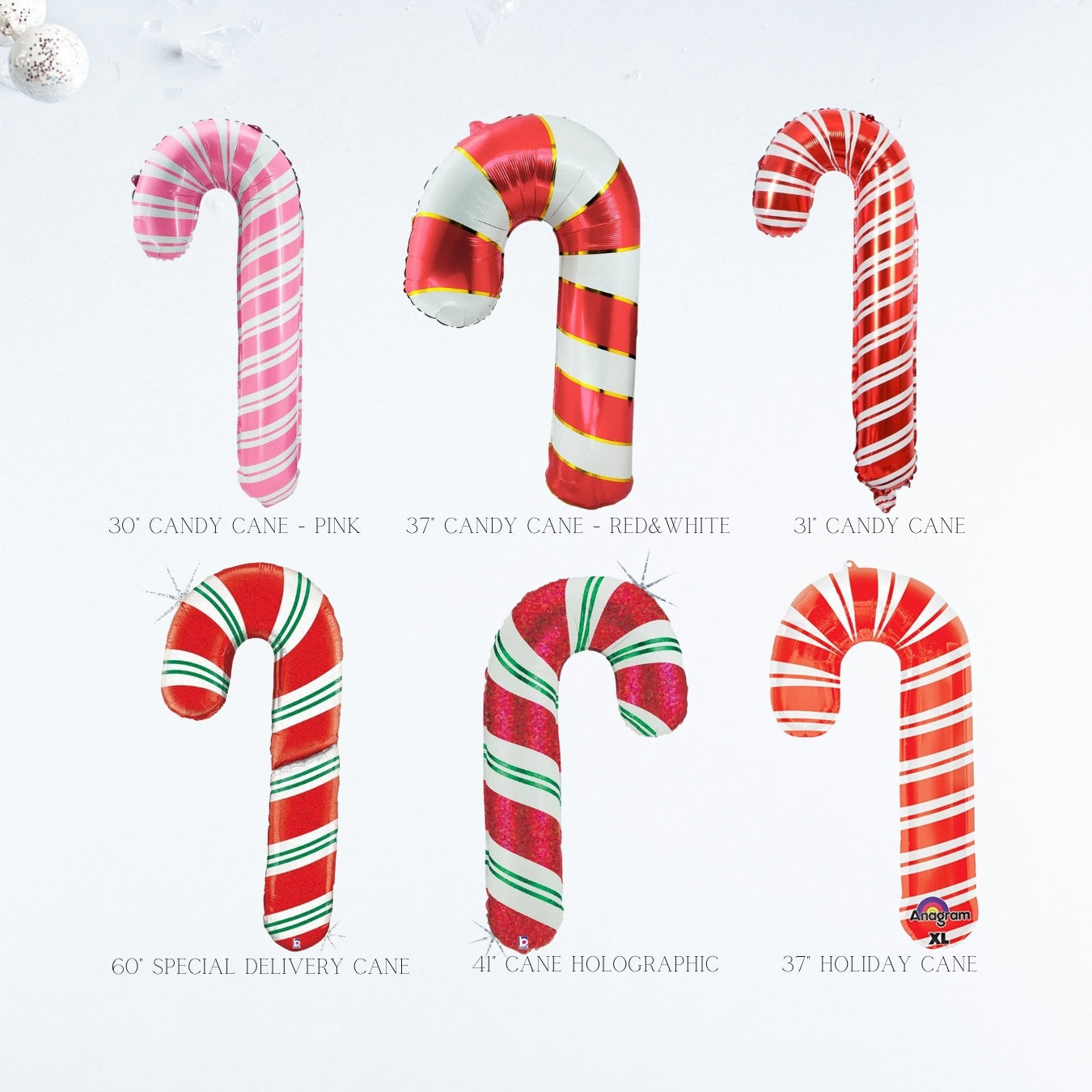 Christmas Balloons: Santa, Reindeer, Candy Cane - Holiday Decorations
