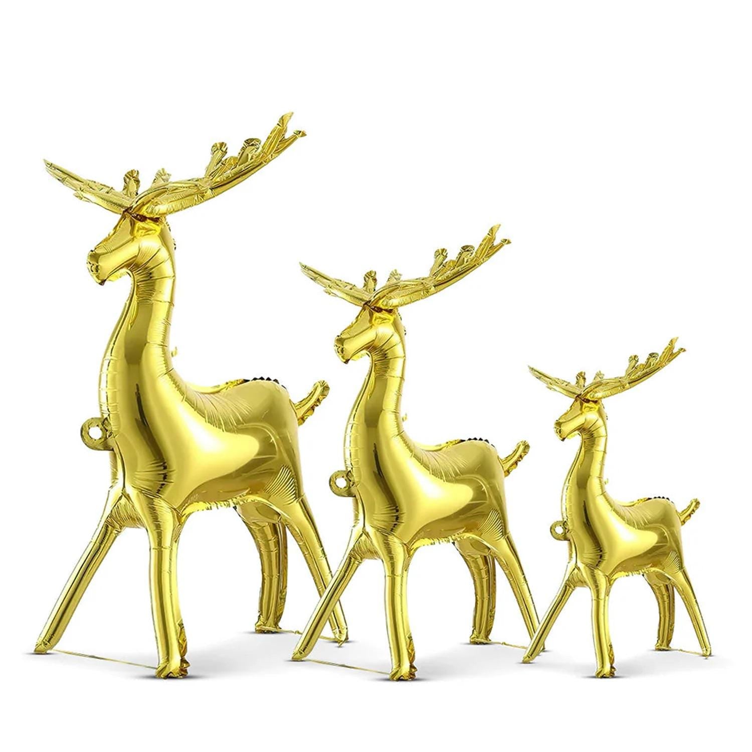 Gold 3D Reindeer Balloon: Christmas Winter Decor