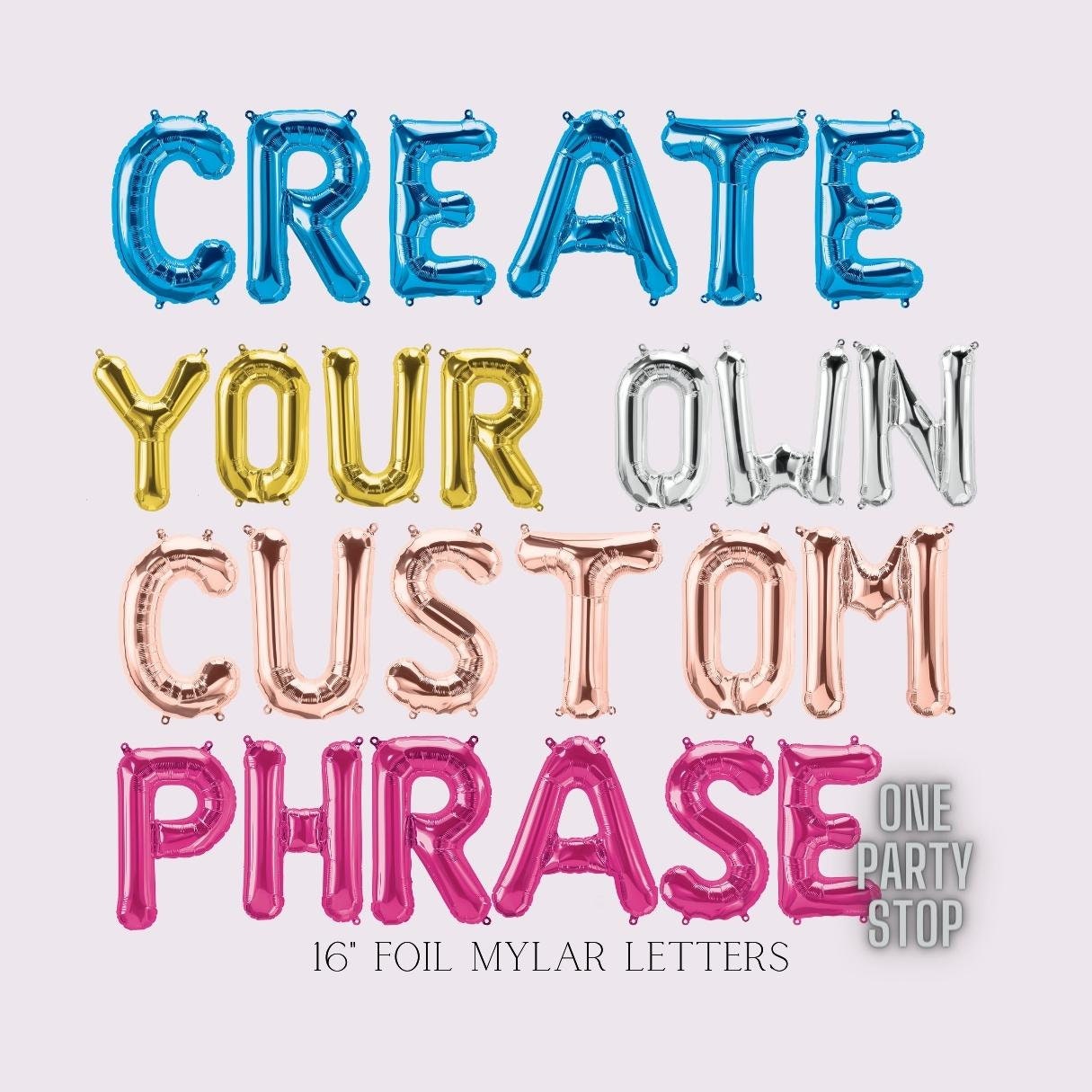 Custom Letter Balloon Banner: 16'' Mylar Foil Party Decor