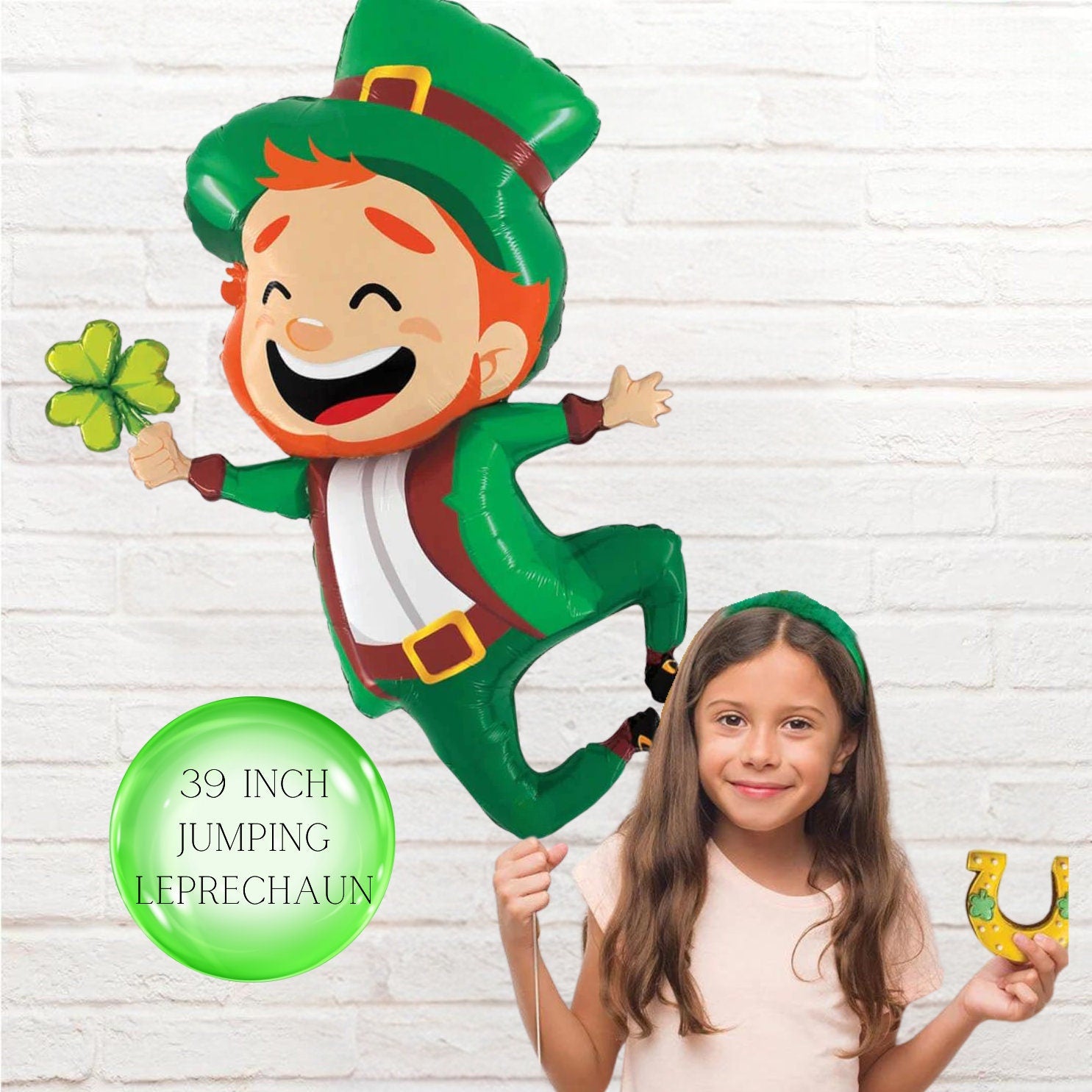 St. Patrick's Day Mylar Balloons: Leprechaun, Shamrock, Rainbow