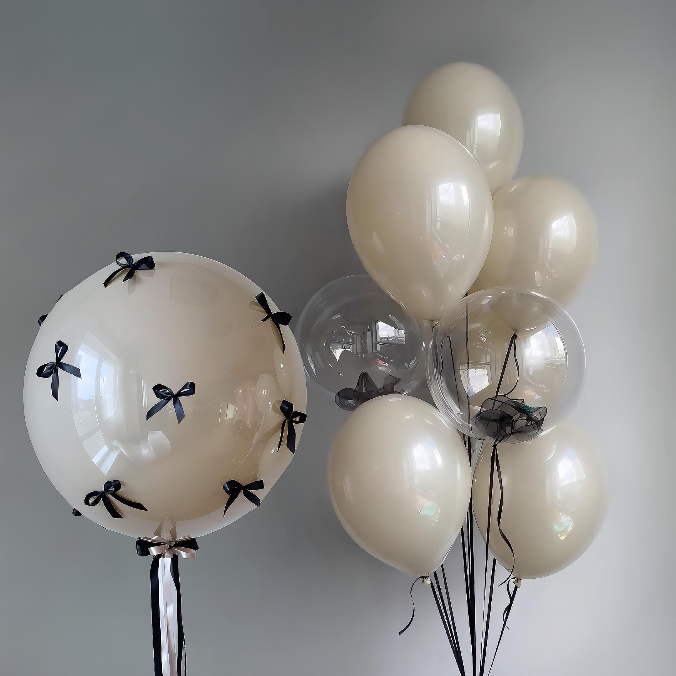 Bow Themed Balloons DYI | Trending Balloons | Bow Birthday | Beige Coquette | Romantic Balloon Bouquet | Bow Trend Birthday | Minimalist