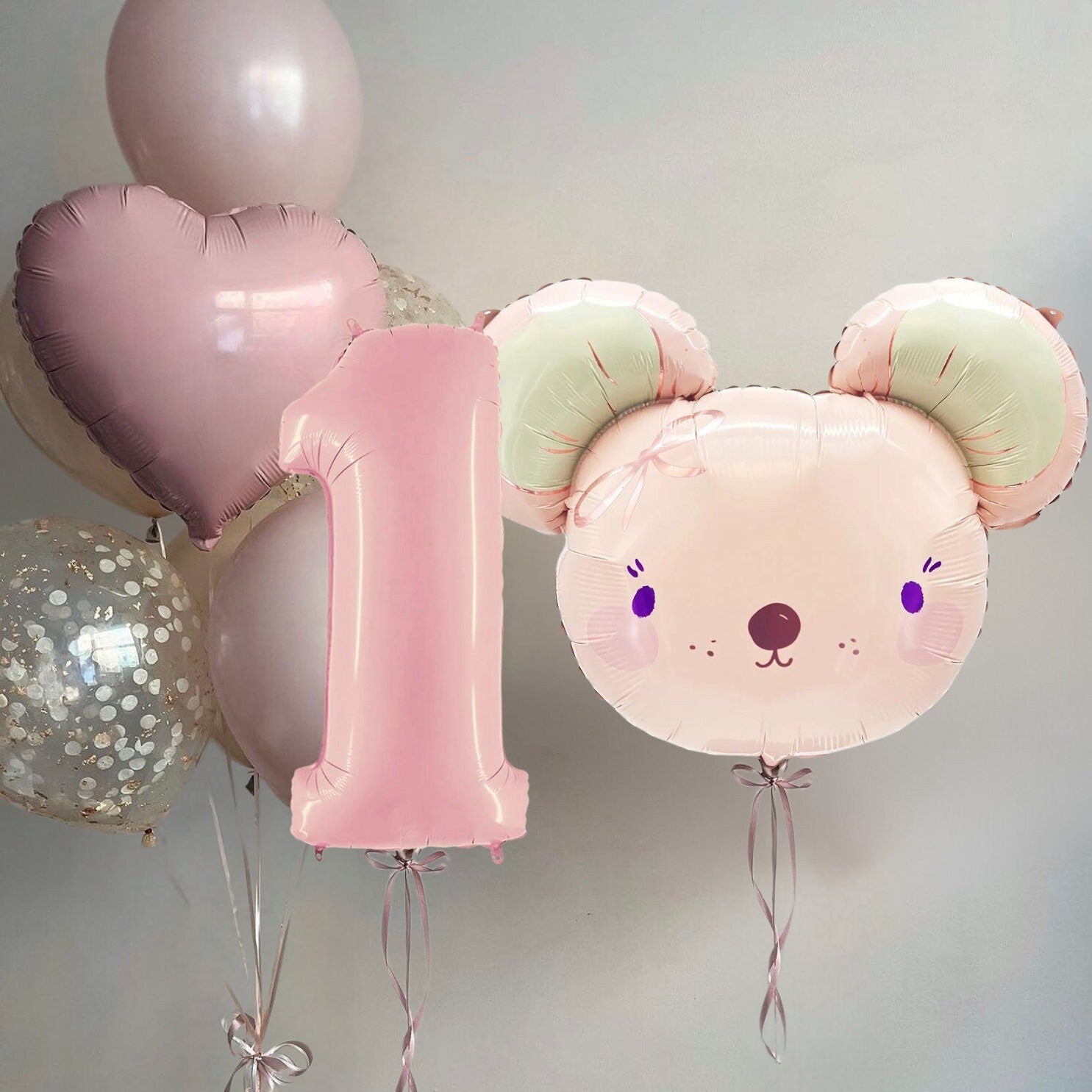 Pink Mouse Balloon Bouquet: First Birthday, Baby Shower Decor