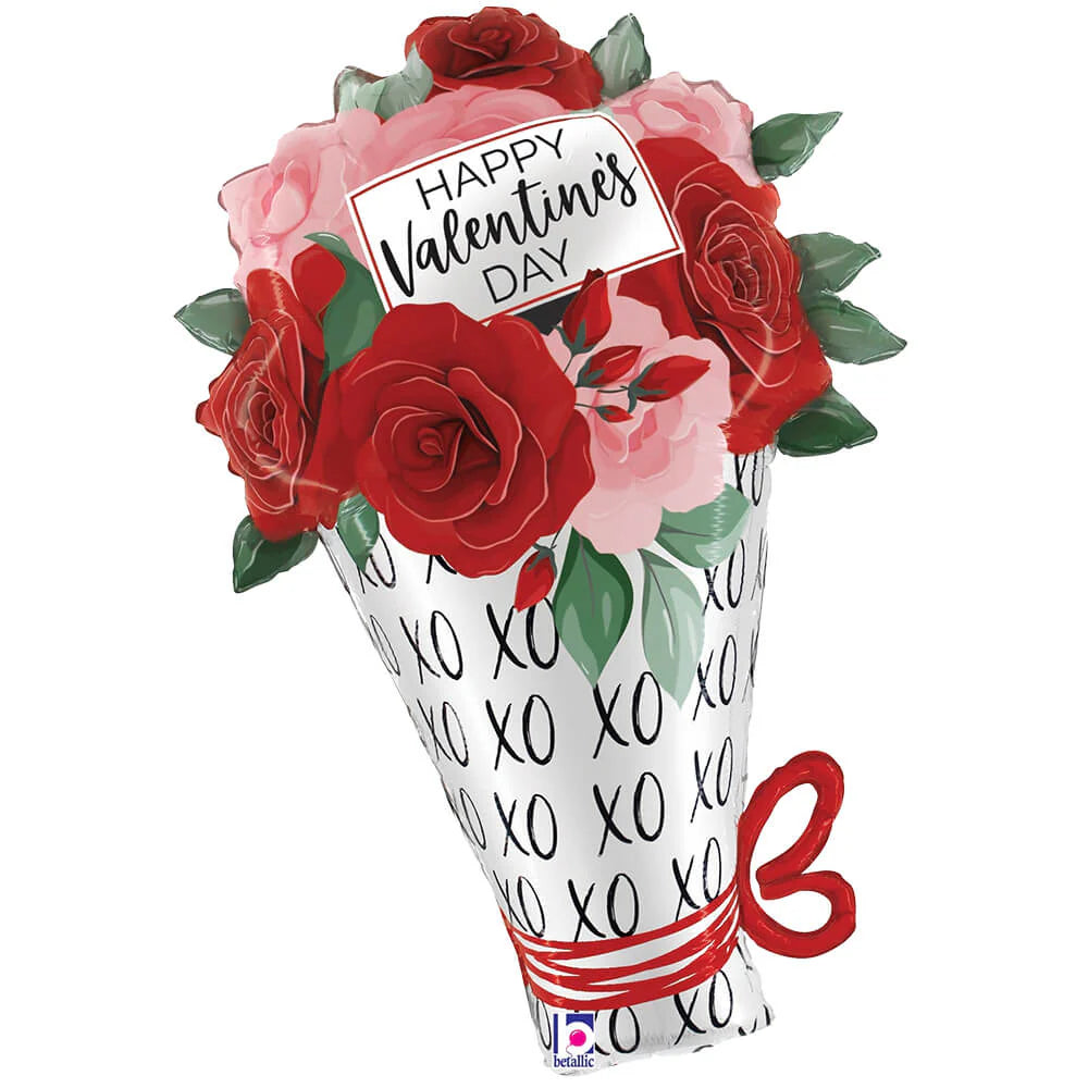 30 inch SATIN VALENTINE ROSE BOUQUET
