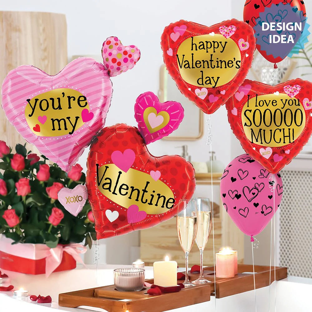 30 inch VALENTINE PATTERN MULTI HEARTS
