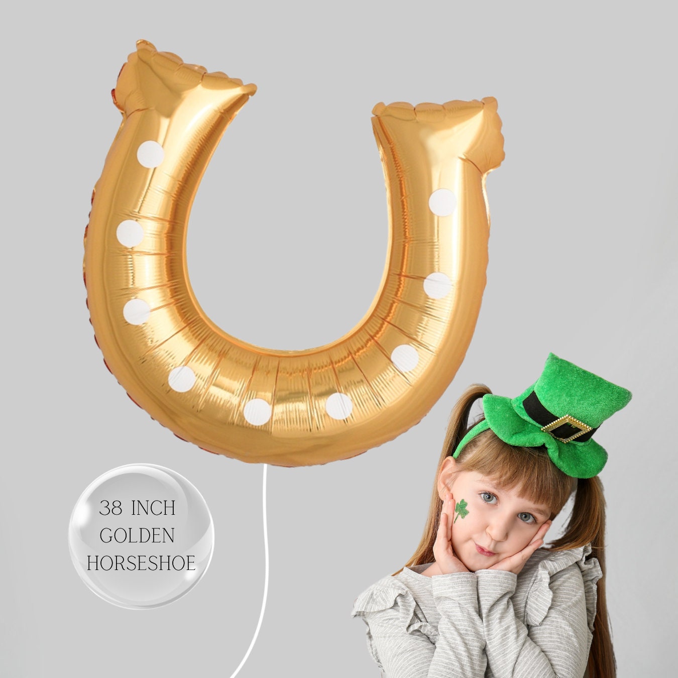 St. Patrick's Day Foil Balloons: Shamrock, Rainbow, Horseshoe, Leprechaun