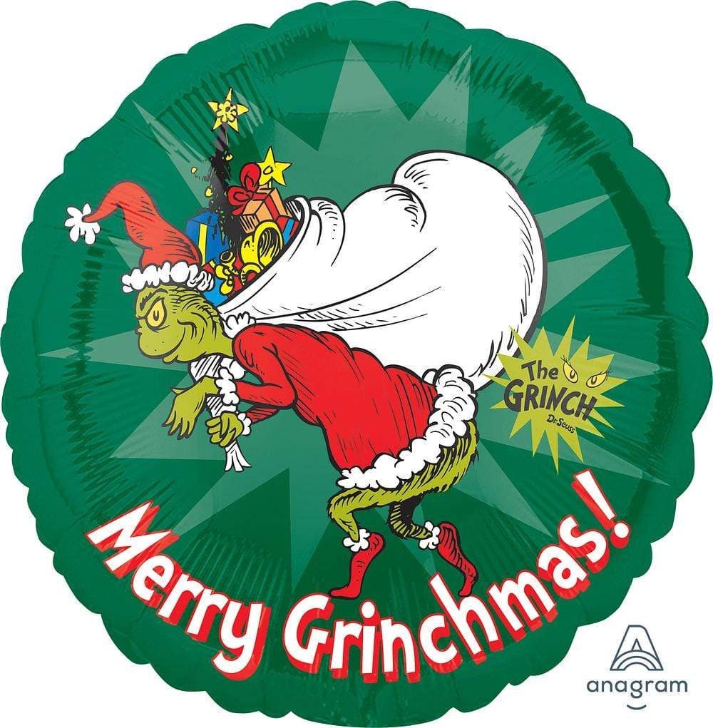 CHRISTMAS GRINCH Balloon 29" - Anagram Licensed | Christmas Decor | Merry Grinchmas | Santa Birthday |