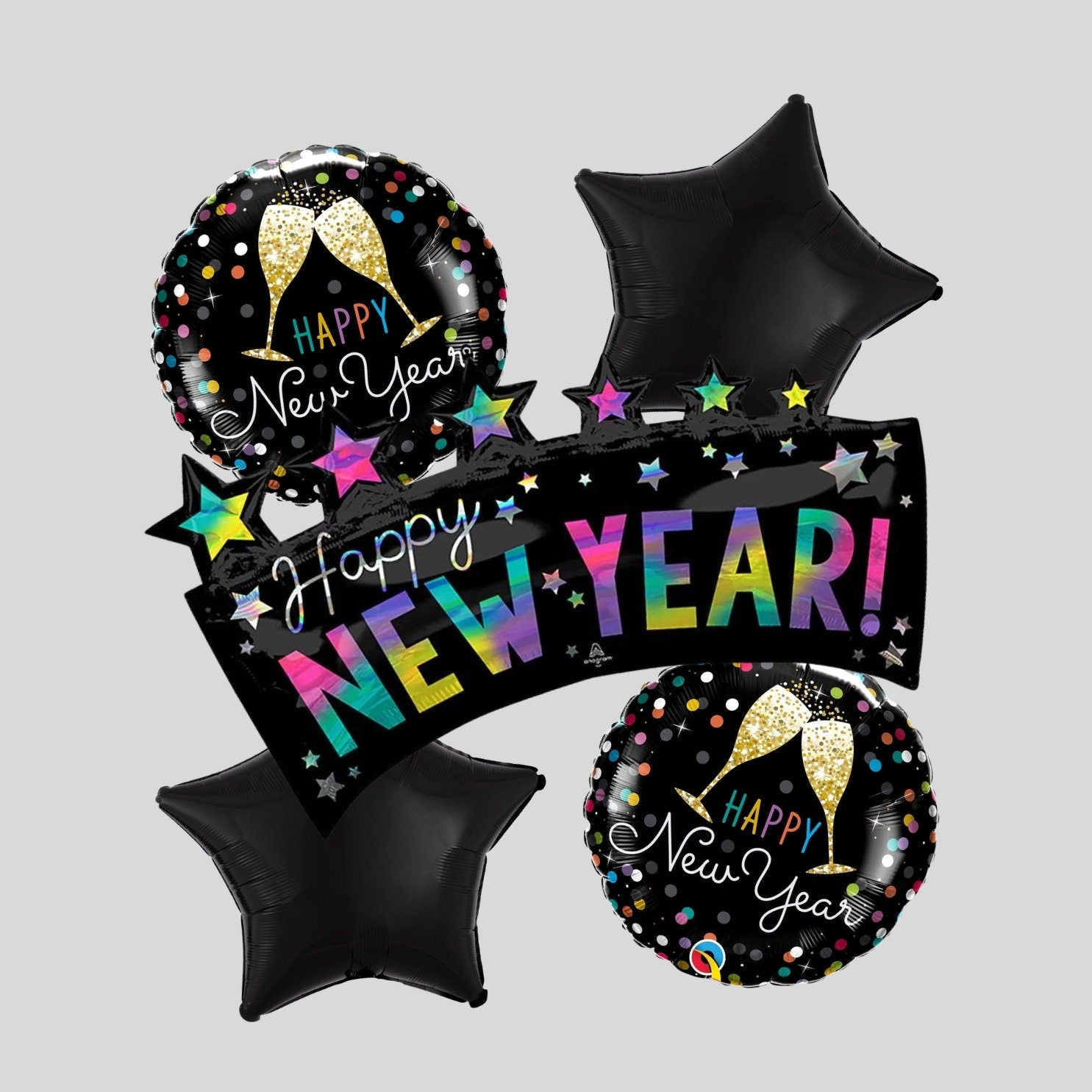 Happy New Year Balloon Bouquet: 2024 Foil Party Decor