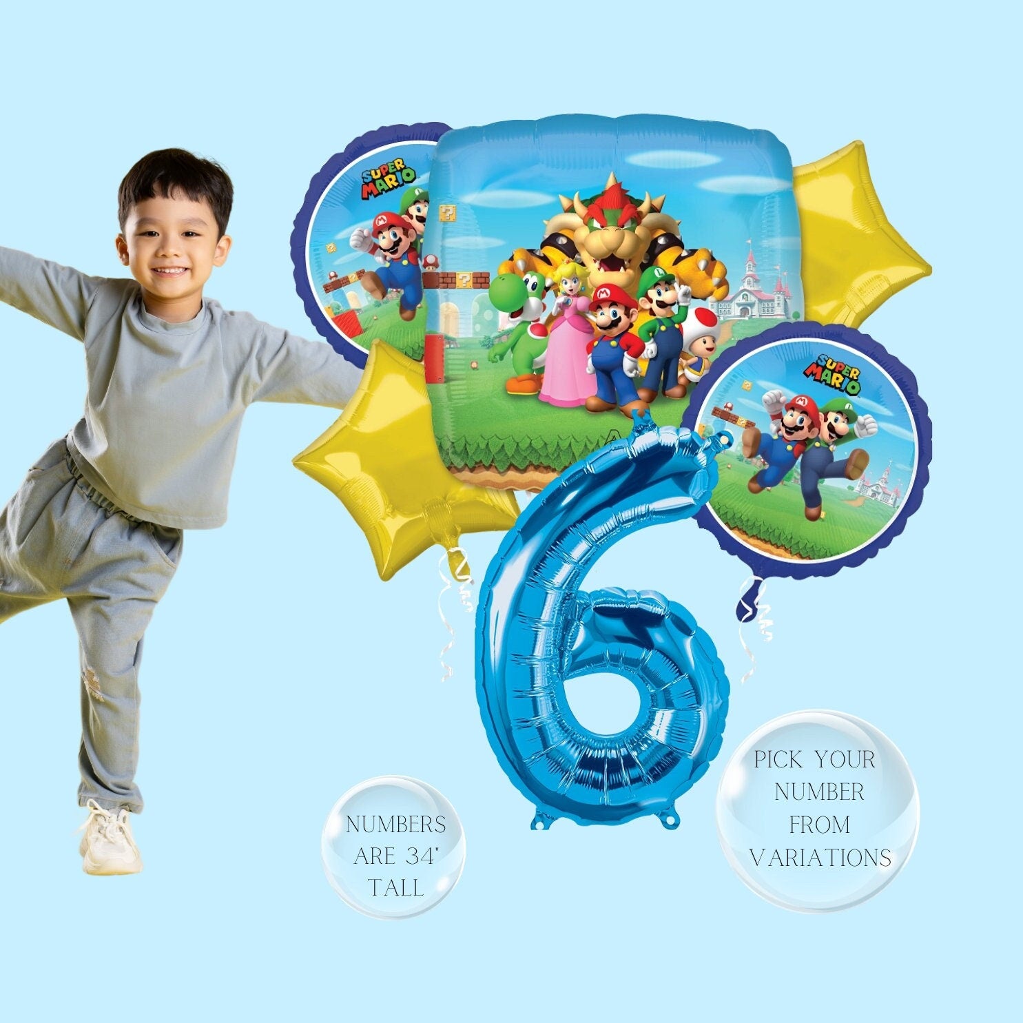 Super Mario Balloon Bouquet: Licensed Nintendo Party Decorations
