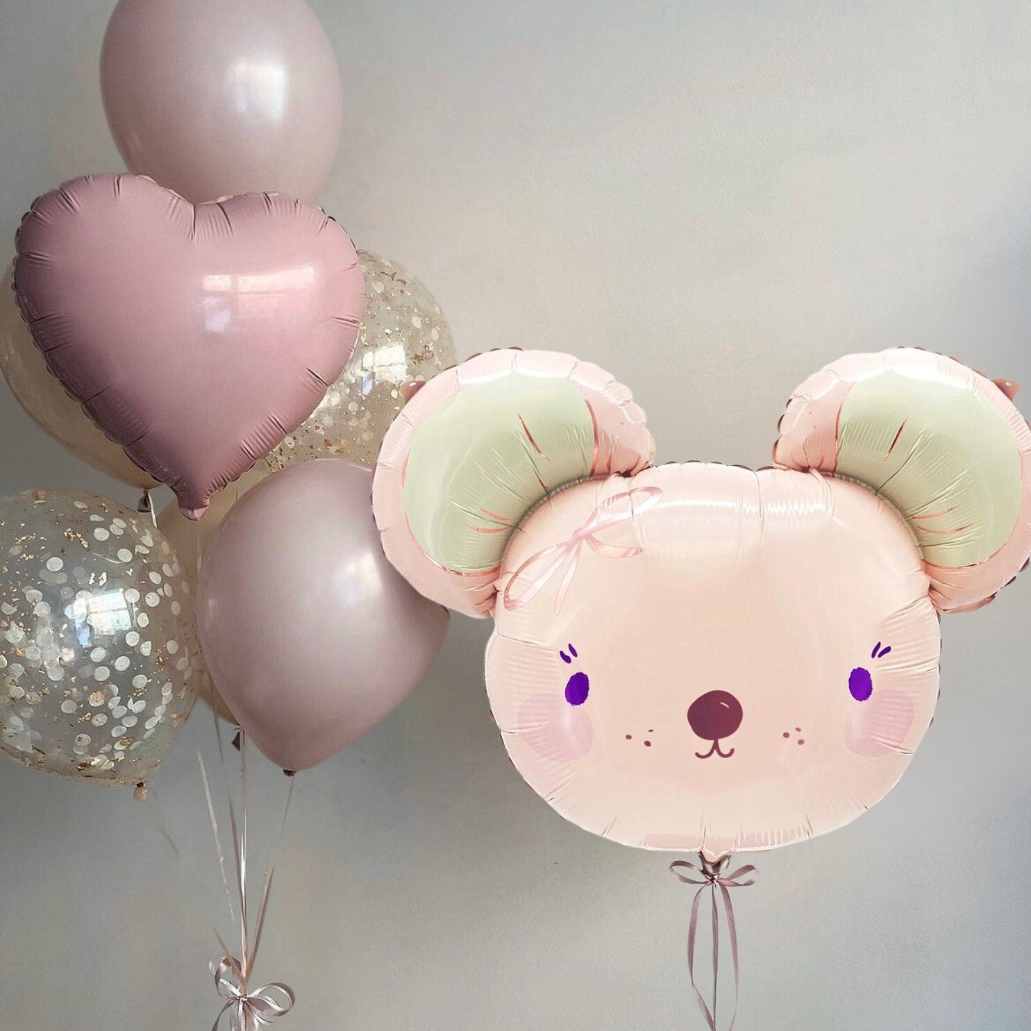 Pink Mouse Balloon Bouquet: First Birthday, Baby Shower Decor