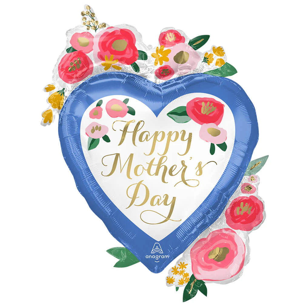 34 inch HAPPY MOTHER'S DAY PAINTED FLORALS HEART
