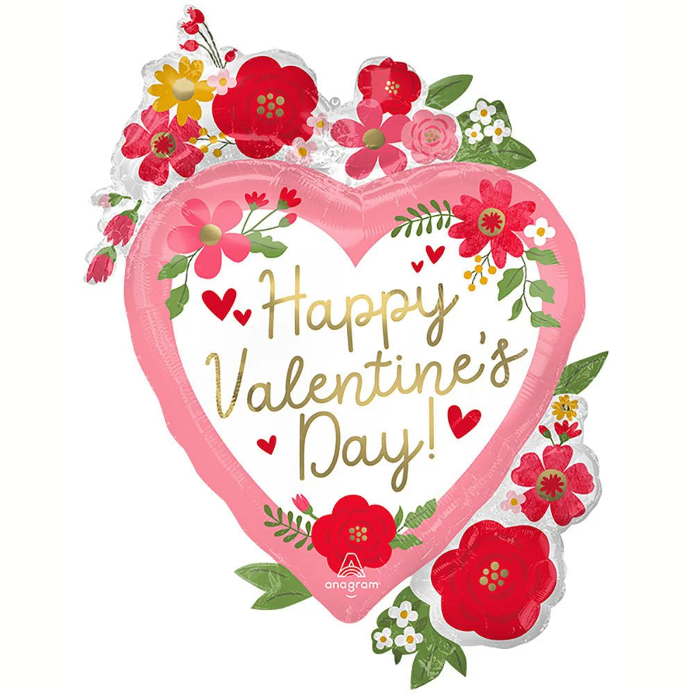 34 inch HAPPY VALENTINE'S DAY FLORAL FRONT