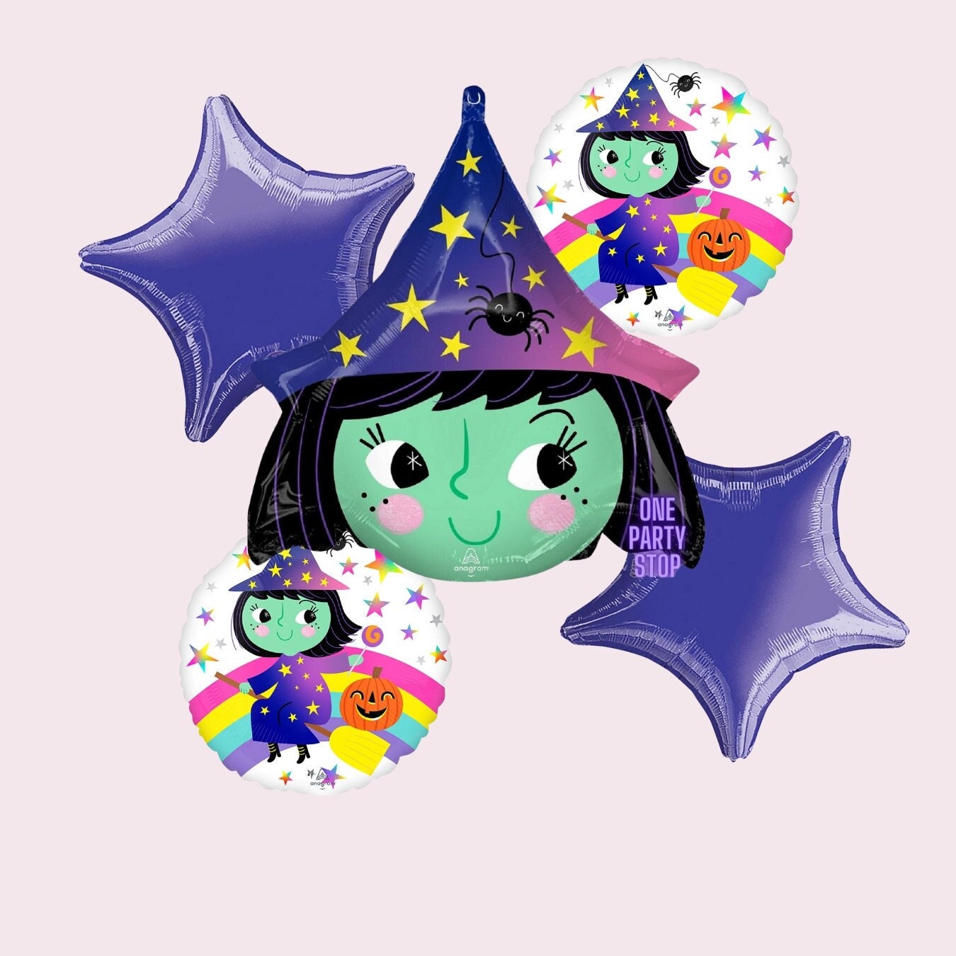 Pastel Halloween Witch Balloon Bouquet: Spooky Party Decor