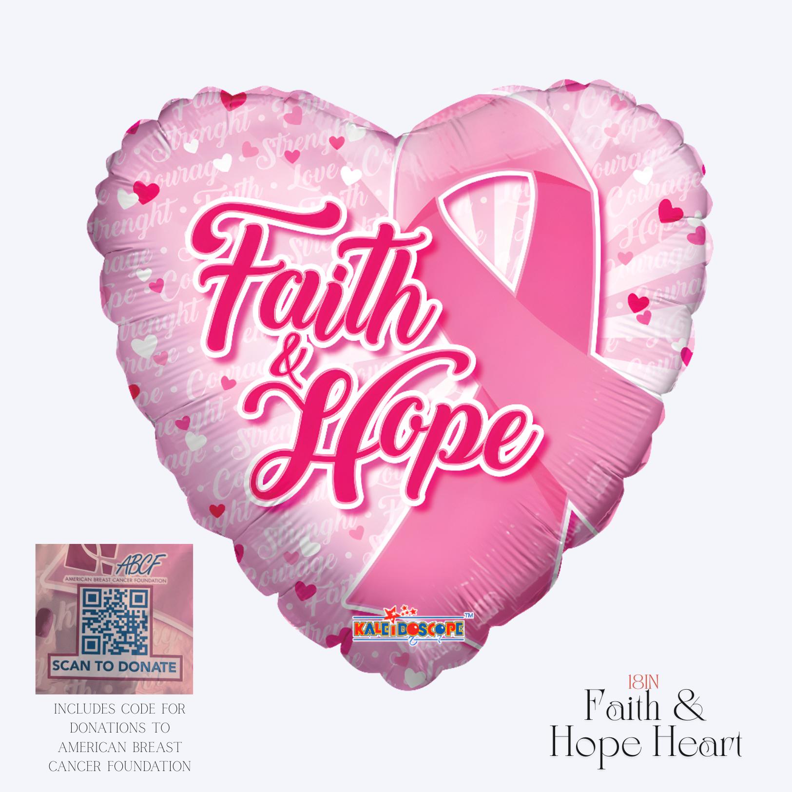 18" Faith and Hope | Breast Cancer Awareness Balloons