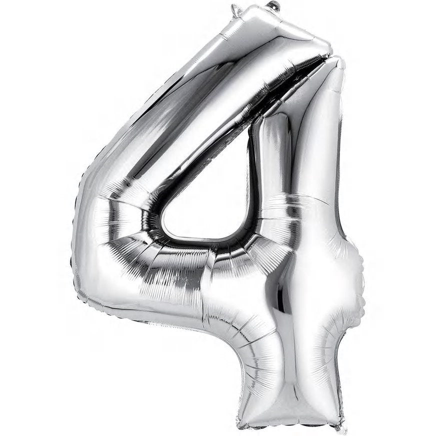 34" Silver Number Balloon: Foil Mylar Party Decor