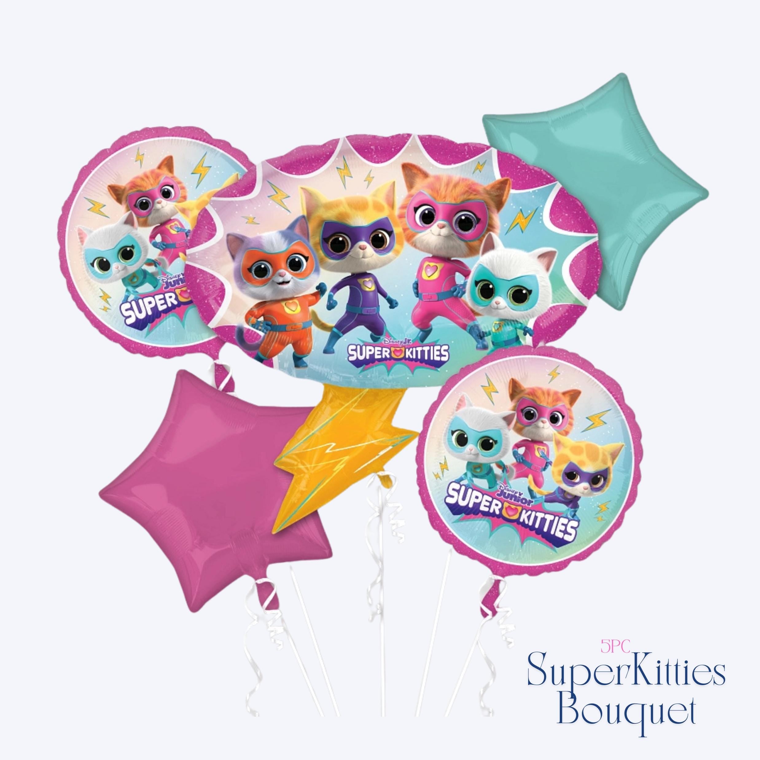 Super Kitties Balloon Bouquet: Cat Superhero Birthday Party Decor
