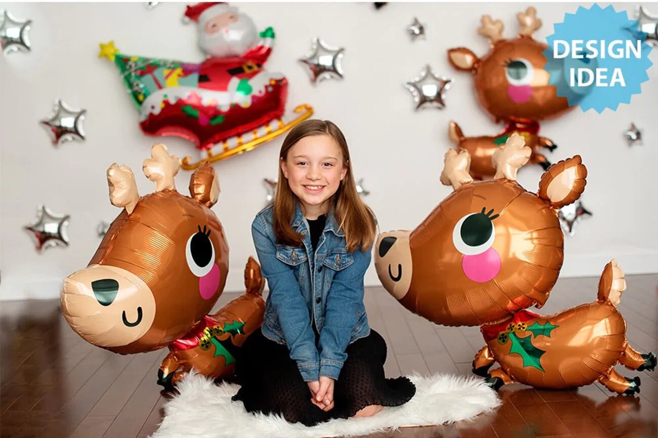 30" Reindeer Foil Balloon: Adorable Christmas Holiday Decoration