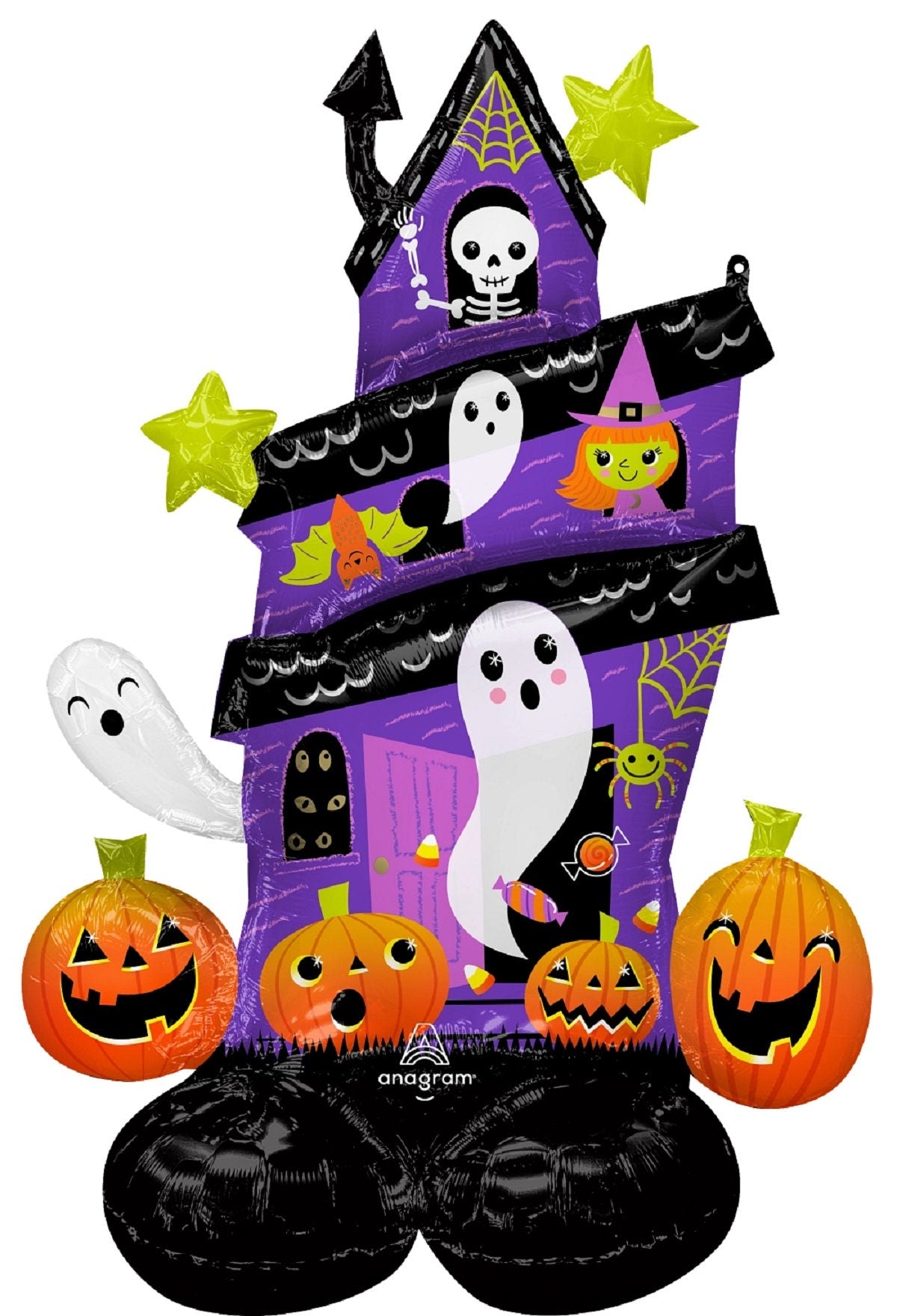 45" Halloween Pumpkin Stacker Balloon: Black Cat, Ghost, Spider Decor