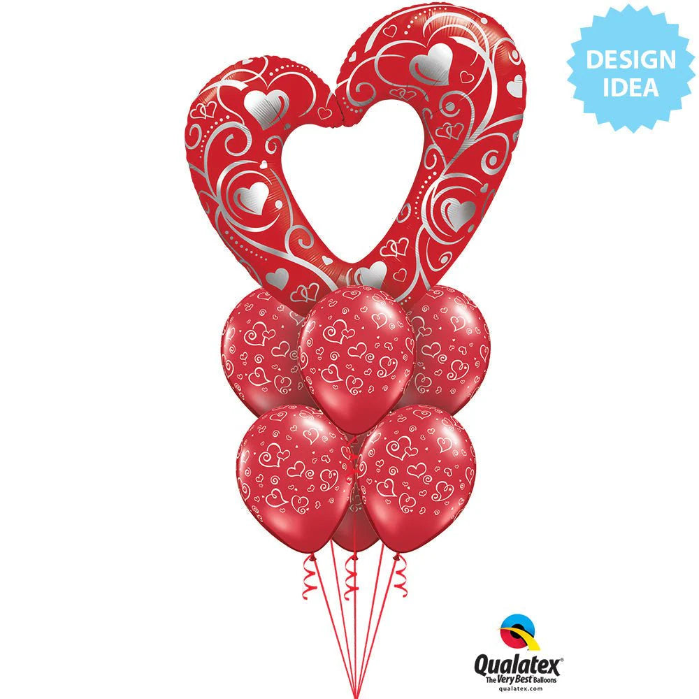 42 inch HEARTS & FILIGREE - RED
