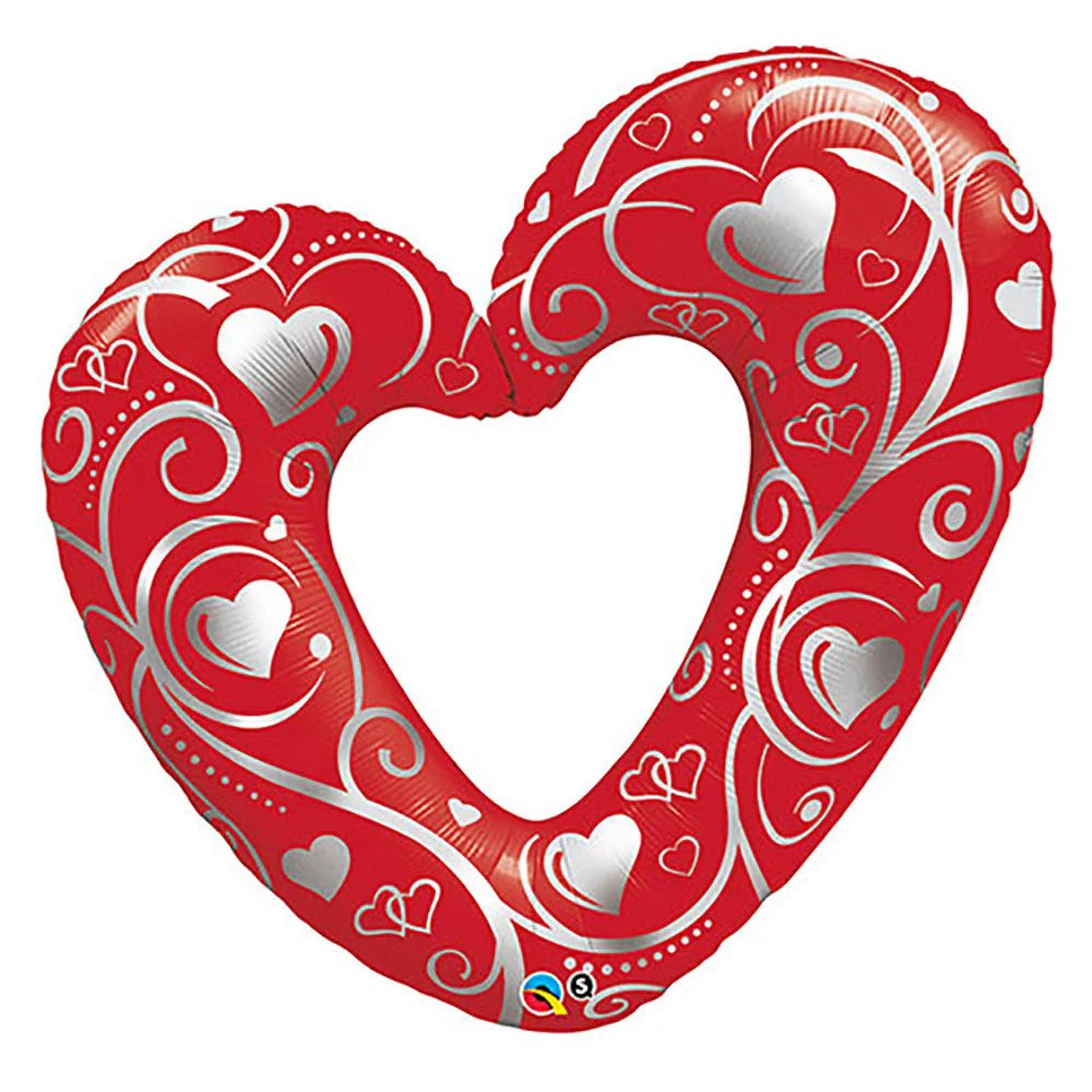 42 inch HEARTS & FILIGREE - RED