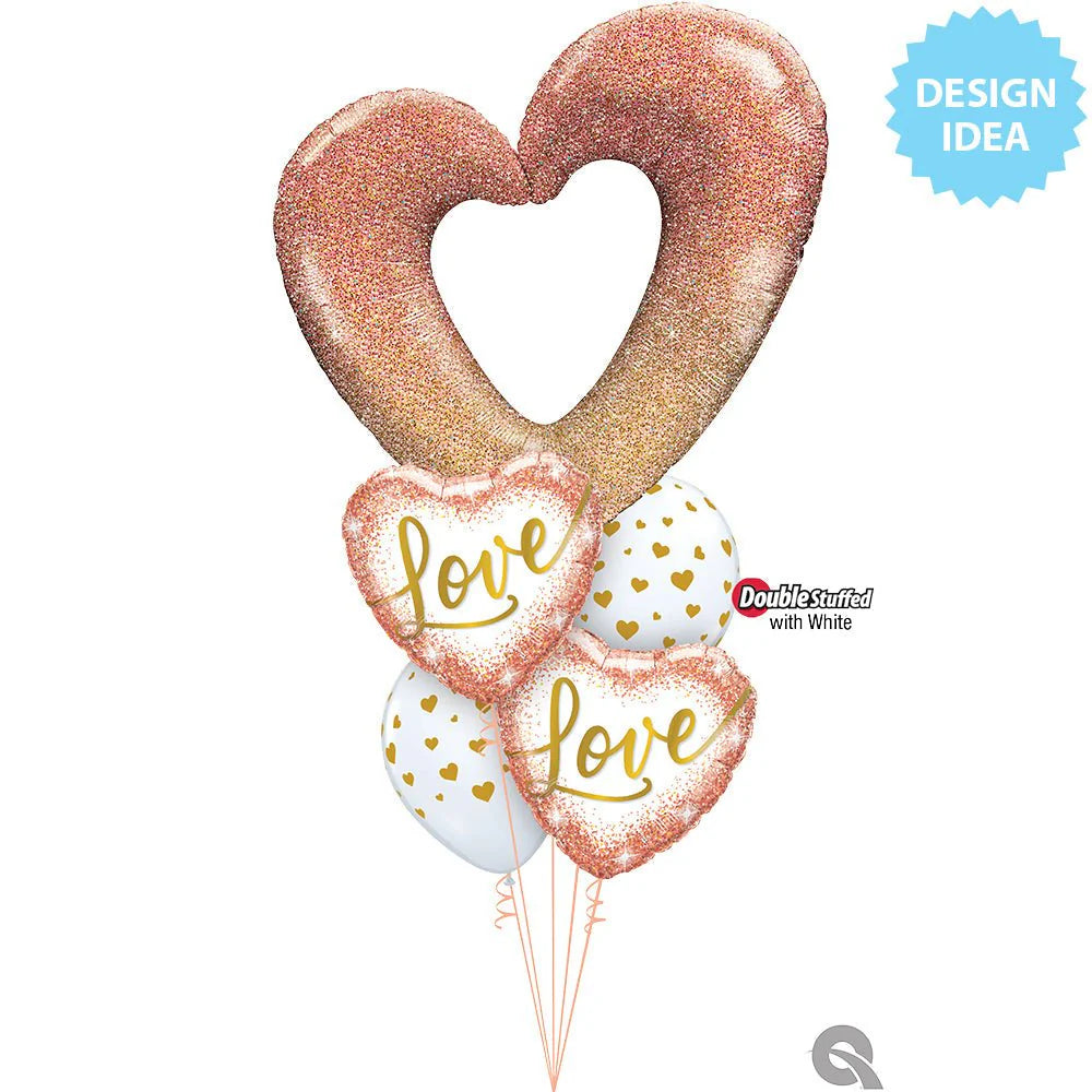 42 inch ROSE GOLD GLITTER OMBRE HEART