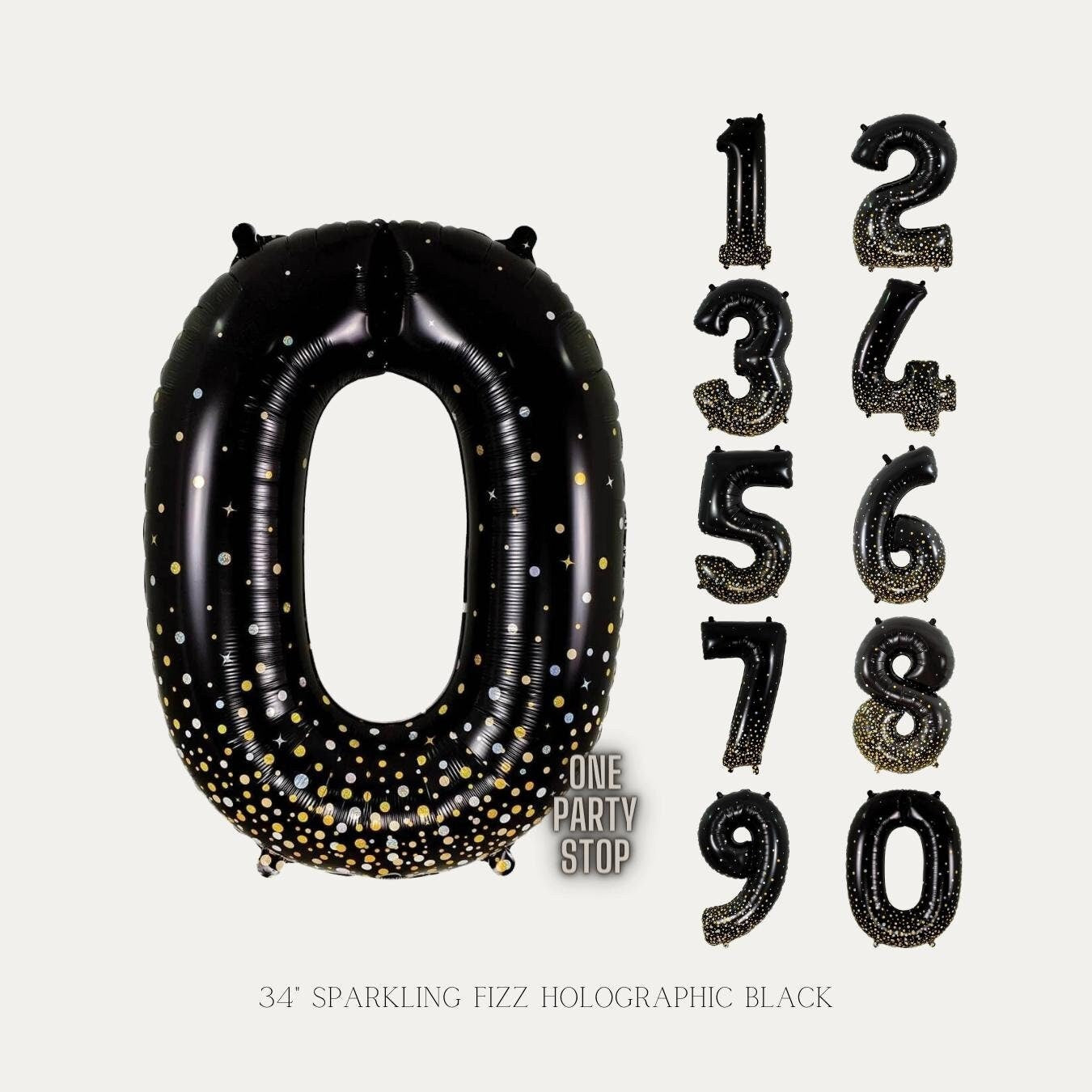 Jumbo Black Fizz Number Balloons: 34" Foil Party Decor