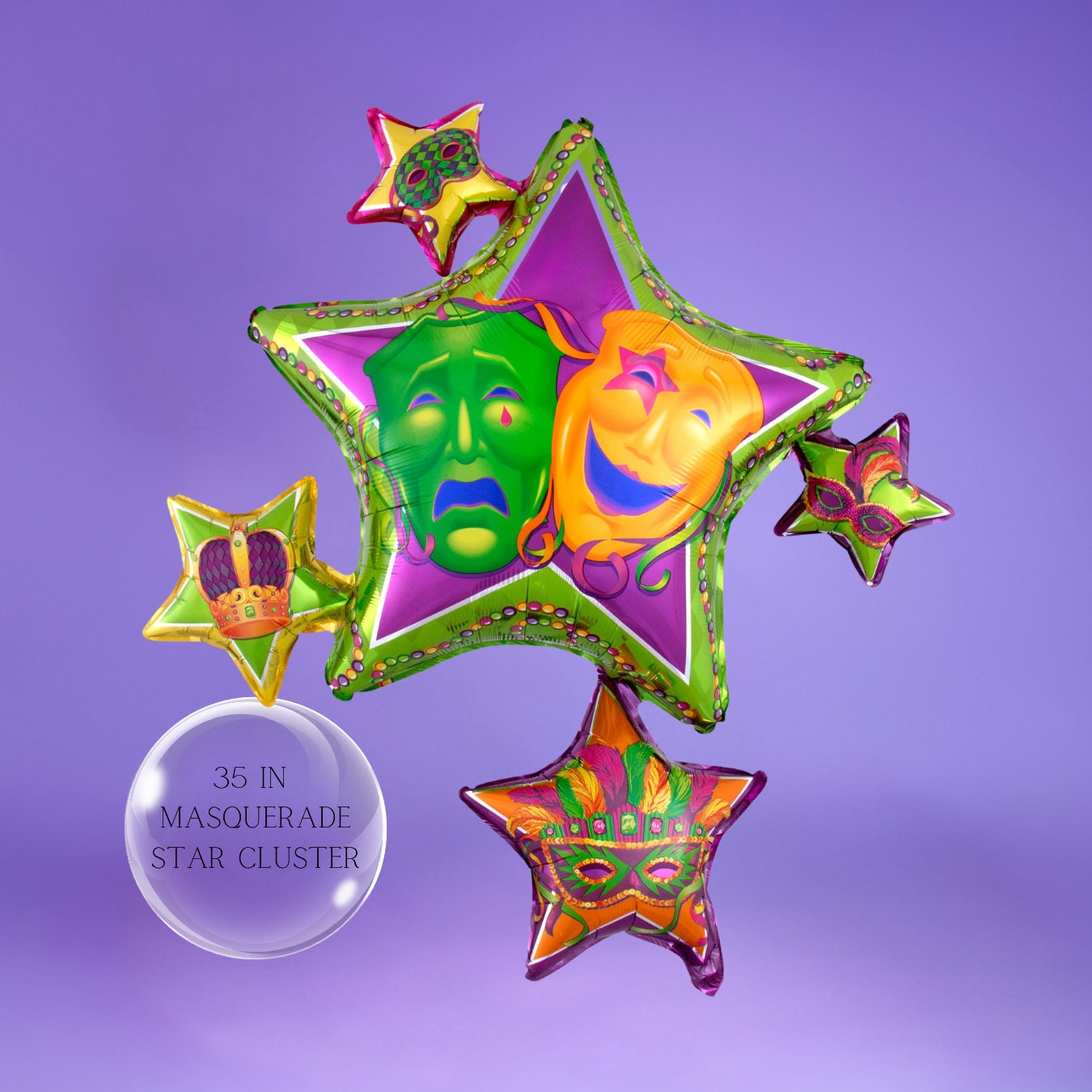Mardi Gras Mask Balloon Bouquet: Night in Disguise Party Decor