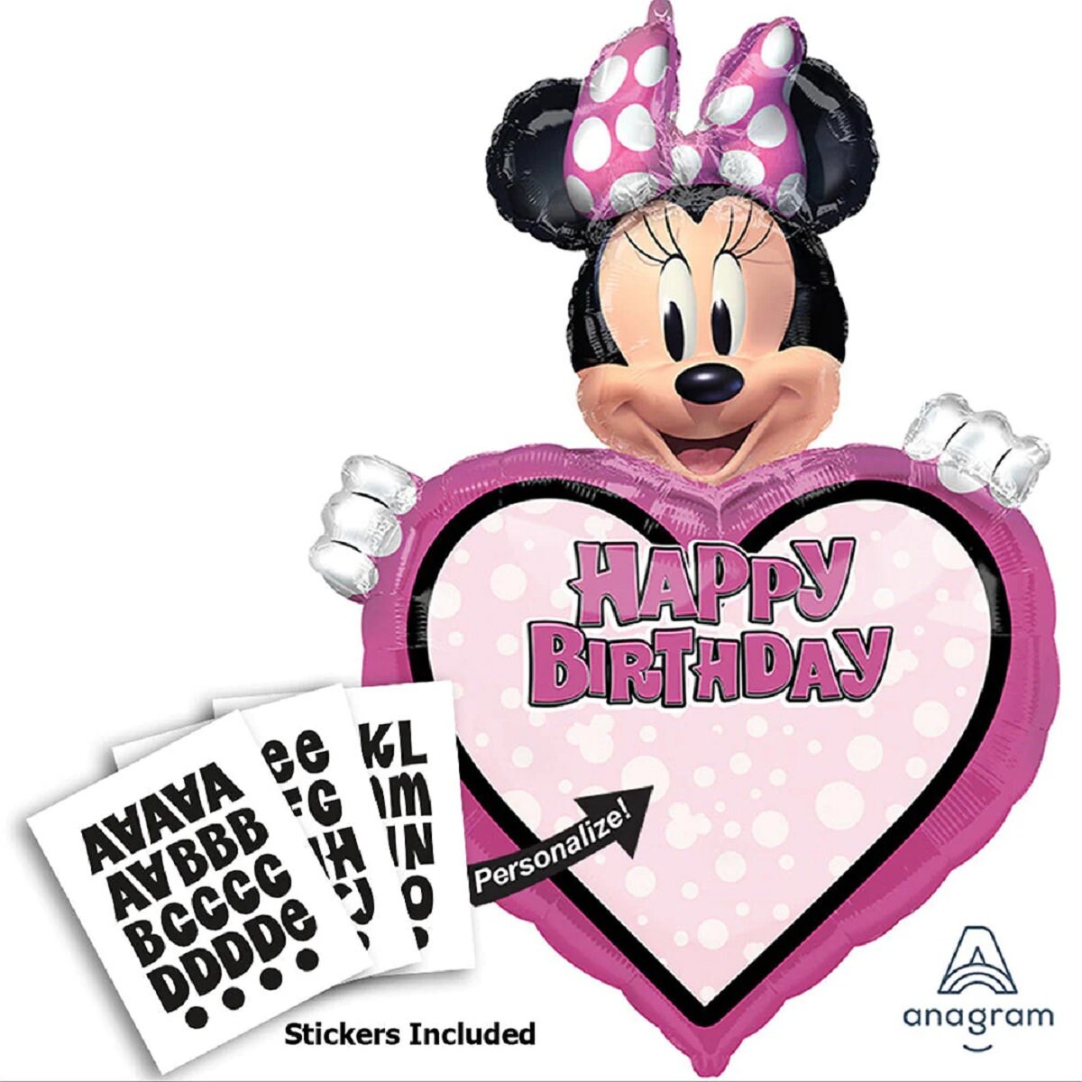 Minnie Mousse Balloon Bouquet, 5pc - Anagram Licensed | Minnie Mouse Birthday | Minnie Mouse decorations | Toddler Birthday | Pink Birthday