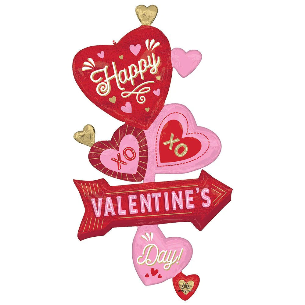 52 inch HAPPY VALENTINE'S DAY RETRO LOVE ARROW