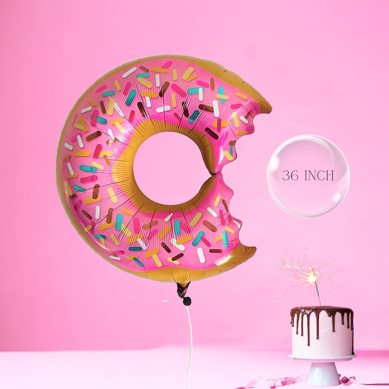 Donut Party Balloon: Pink Foil Mylar, Sweets Theme