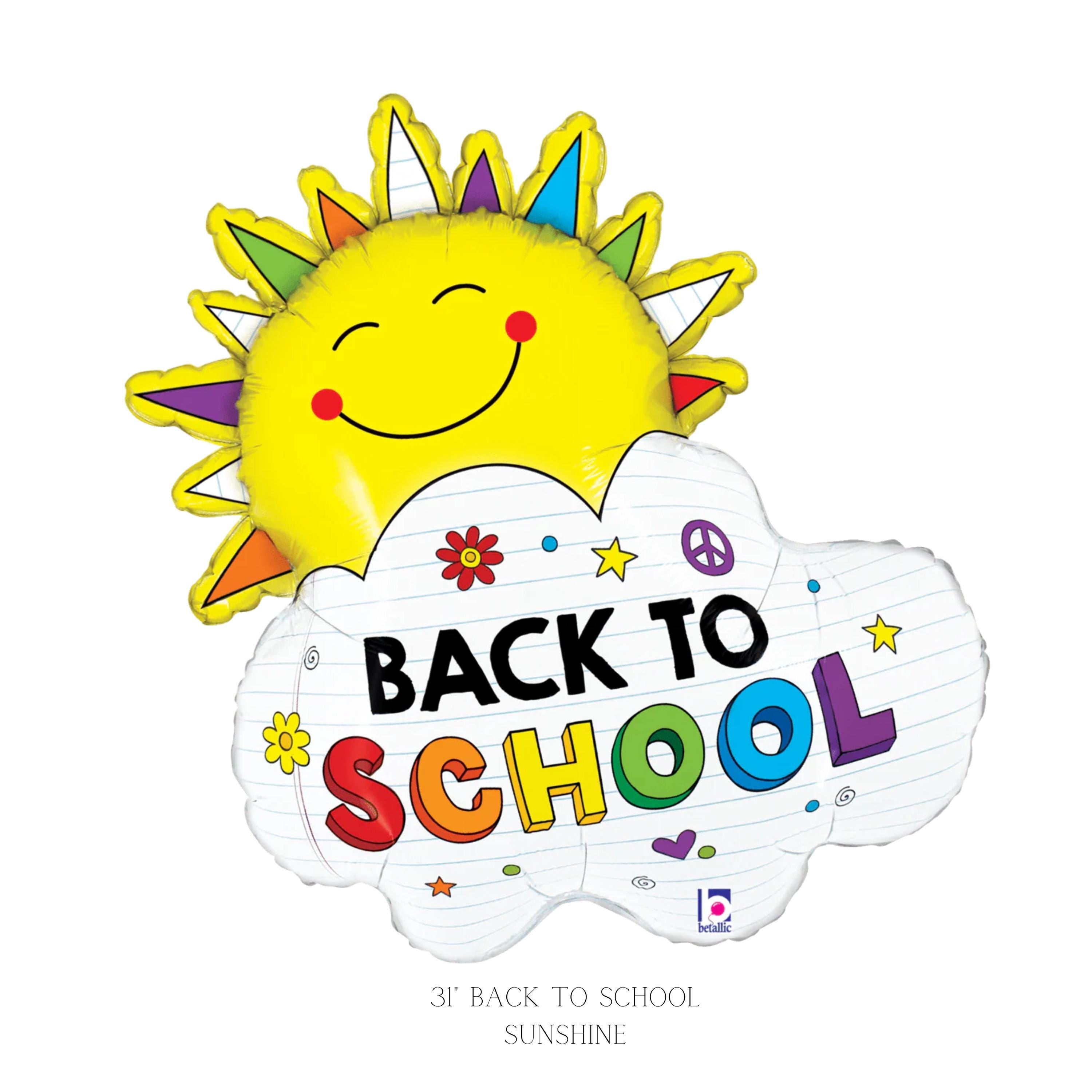 Back to School Foil Balloons: School Bus, Apple, Pencil, Crayon