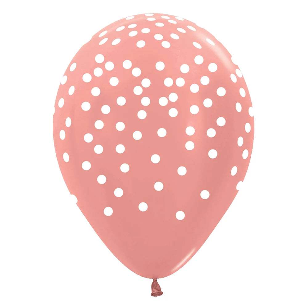 11 inch SEMPERTEX WHITE CONFETTI - METALLIC ROSE GOLD