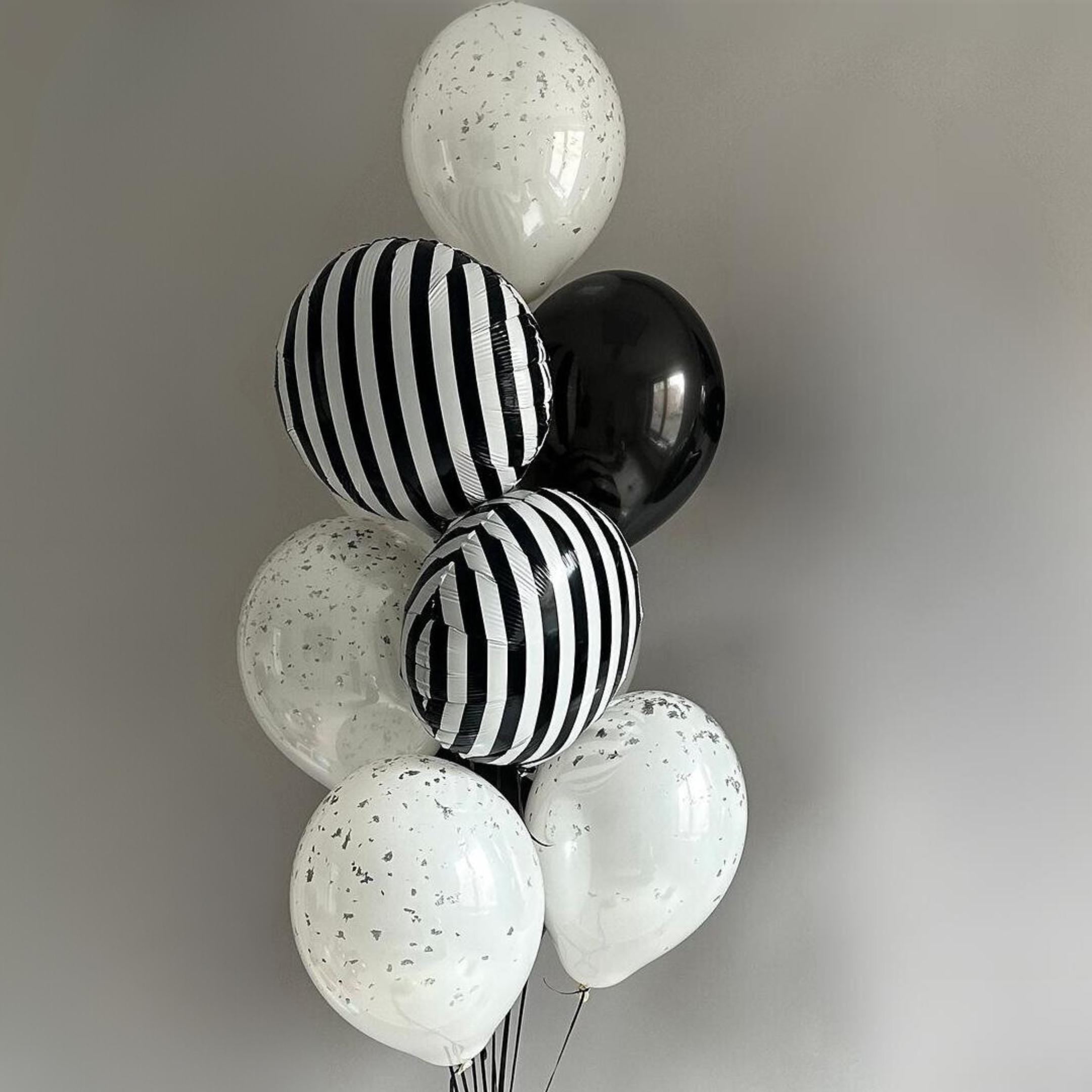 Black & White Balloon Bouquet: Striped Party Decorations