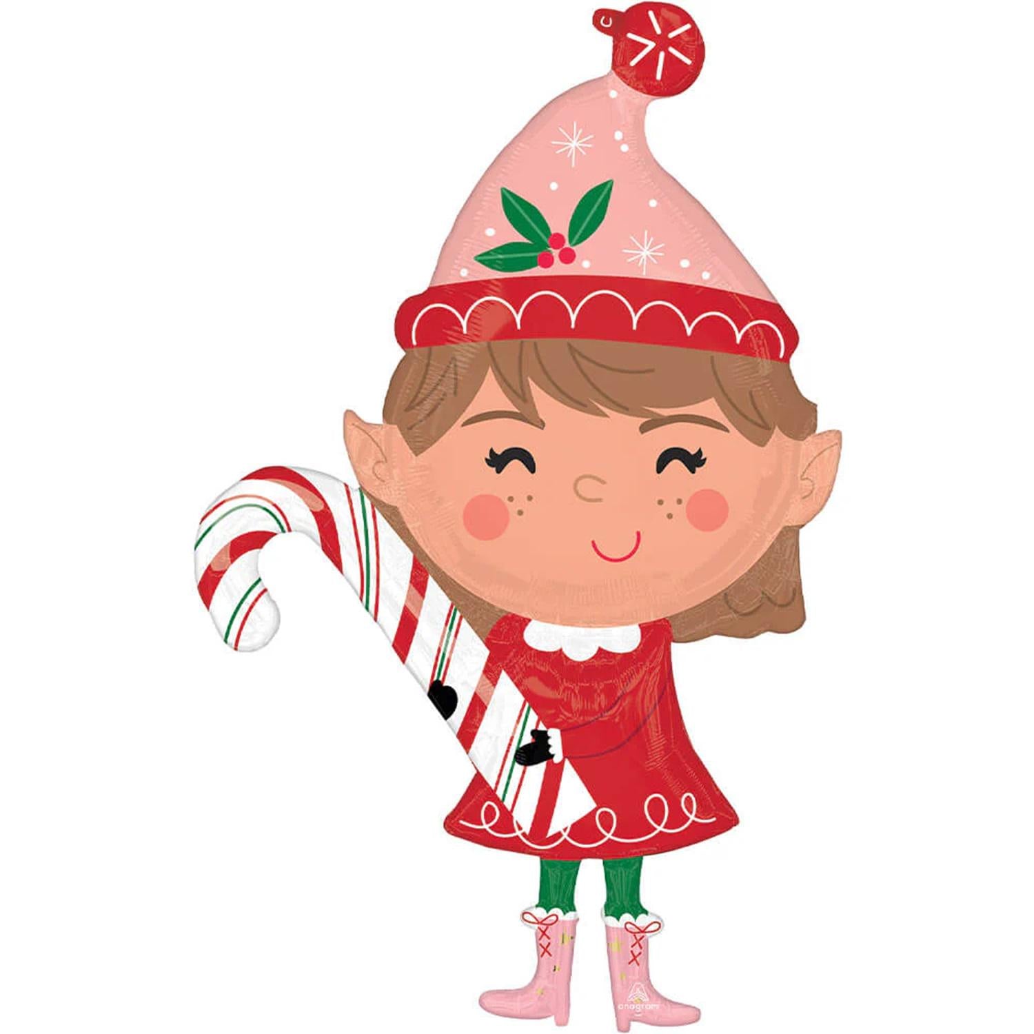 Elf Christmas Balloon: 49" Mylar Holiday Party Decoration