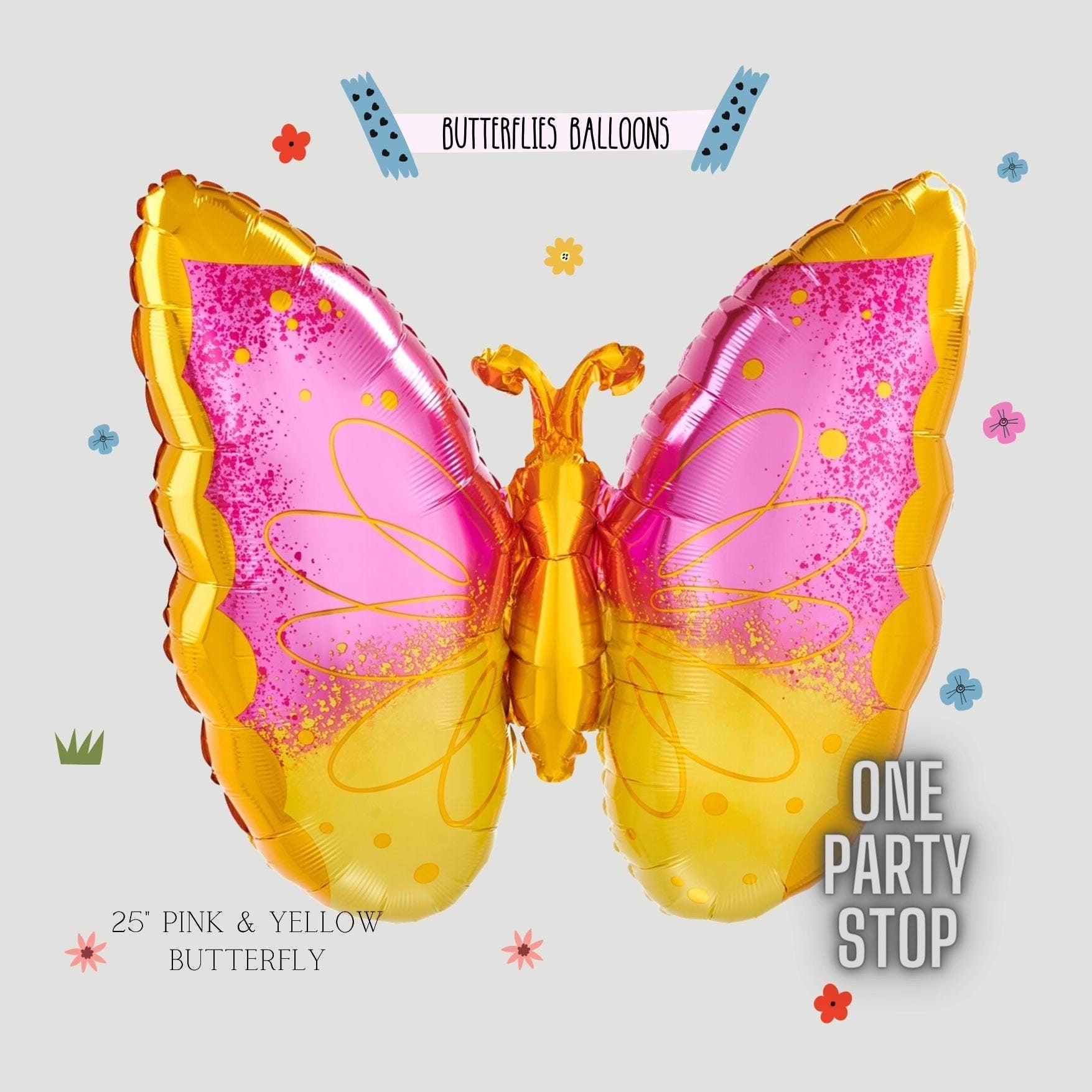 Pastel Butterfly Foil Balloons: Girls Birthday Party Decor