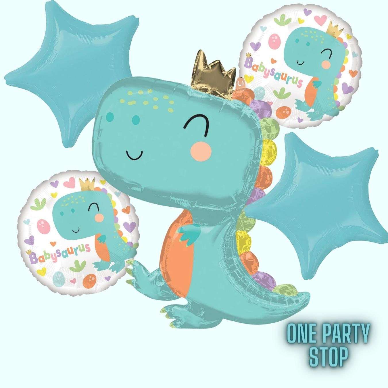 Babysaurus Foil Balloon Bouquet: 31" Dinosaur Party Decor, 5pc